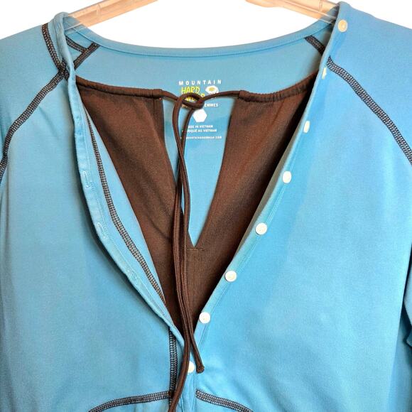 Mountain Hardwear Butter Button Layered Top Long Sleeve Womens Sz XL Teal Green - Picture 4 of 12